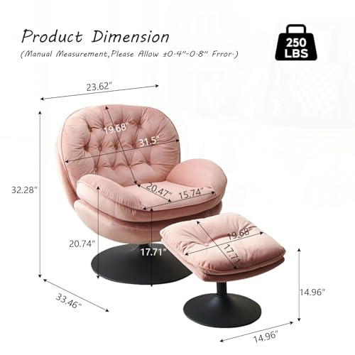 Velvet Swivel Accent Chair with Ottoman Set C234