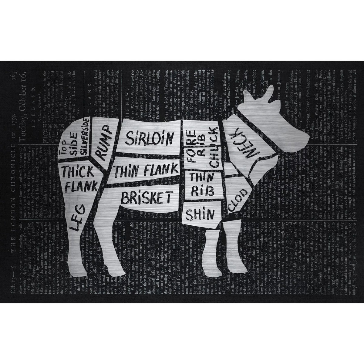 "Beef Cuts" Painting Print on Brushed Aluminum B165