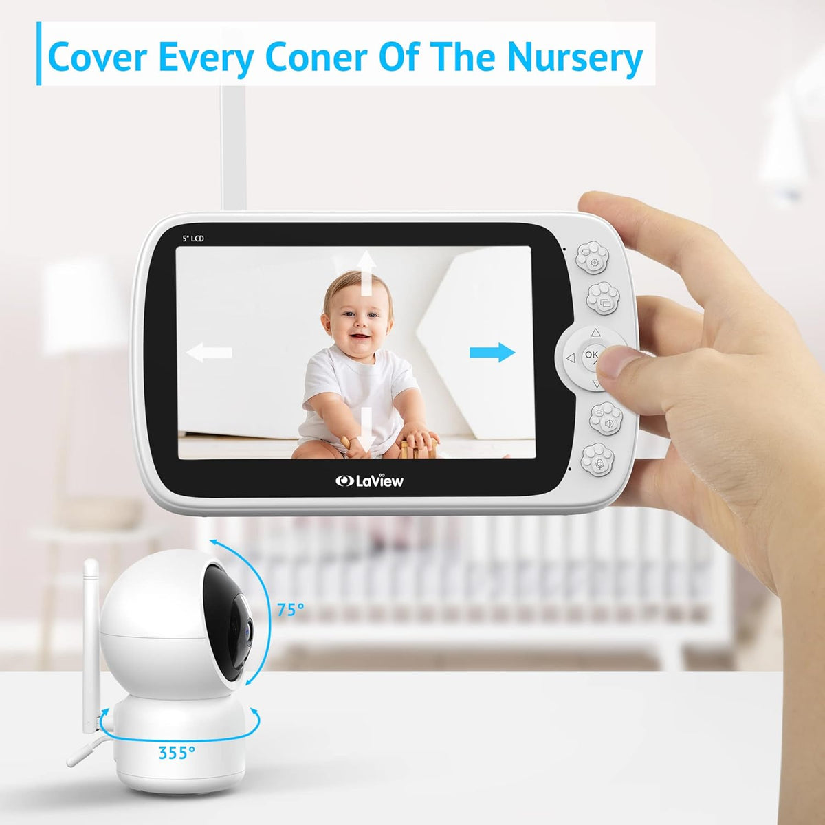 1080p HD Baby Monitor with Camera and Audio N75218