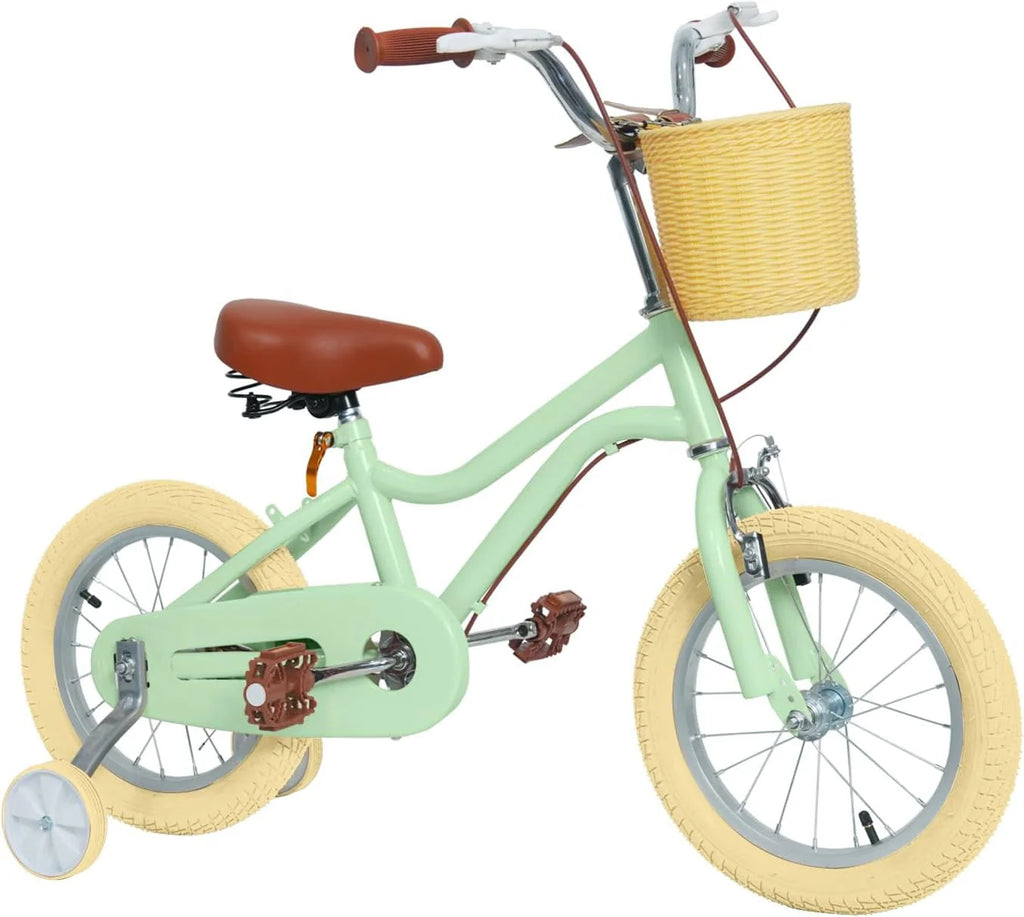 16 Inch Kids Bike with Handbrake Basket Training Wheels Yellow X295825