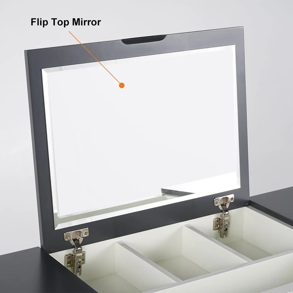 4 Drawer Makeup Vanity Table with Flip Top Mirror Y1463