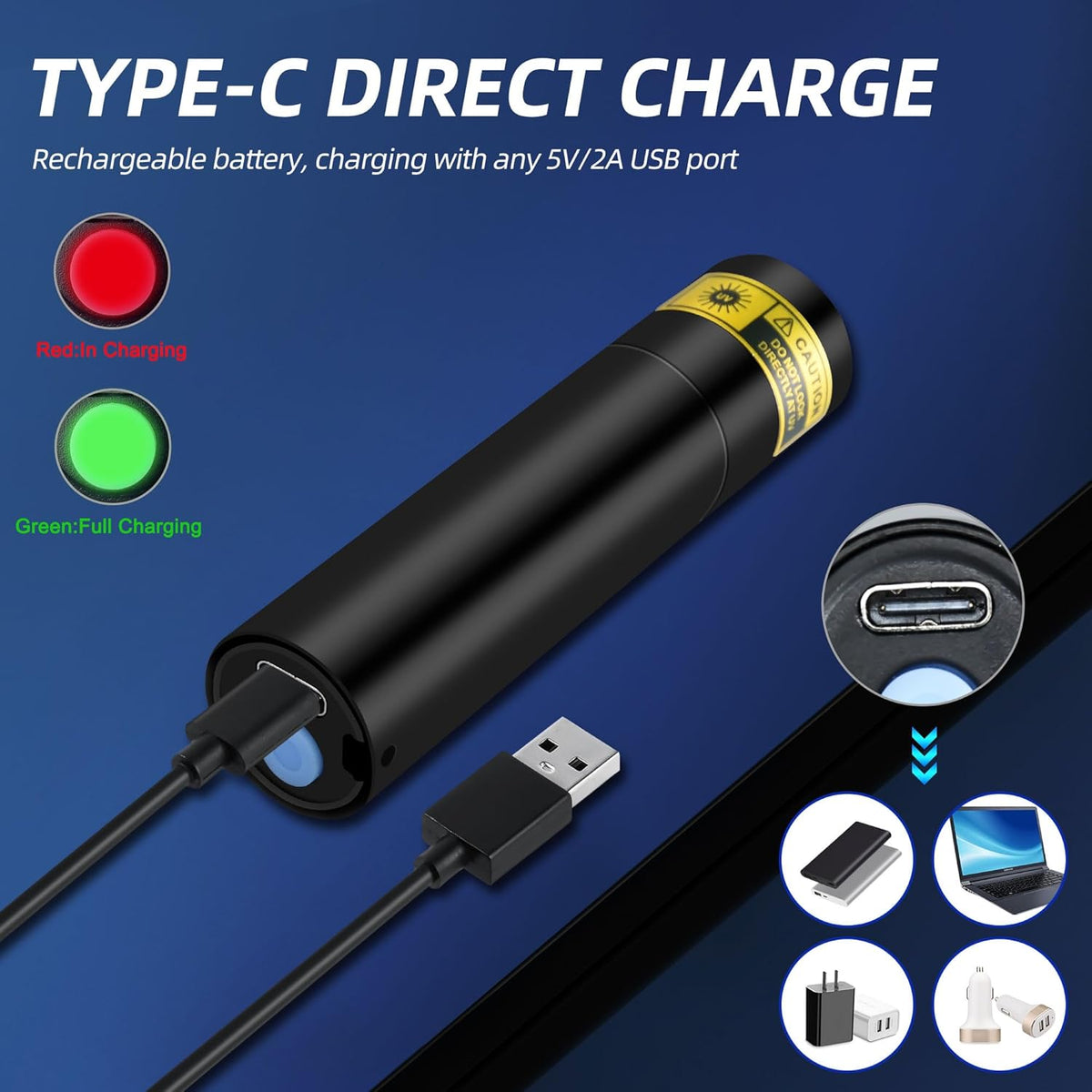 395nm UV Flashlight USB-C LED Rechargeable Blacklight U897
