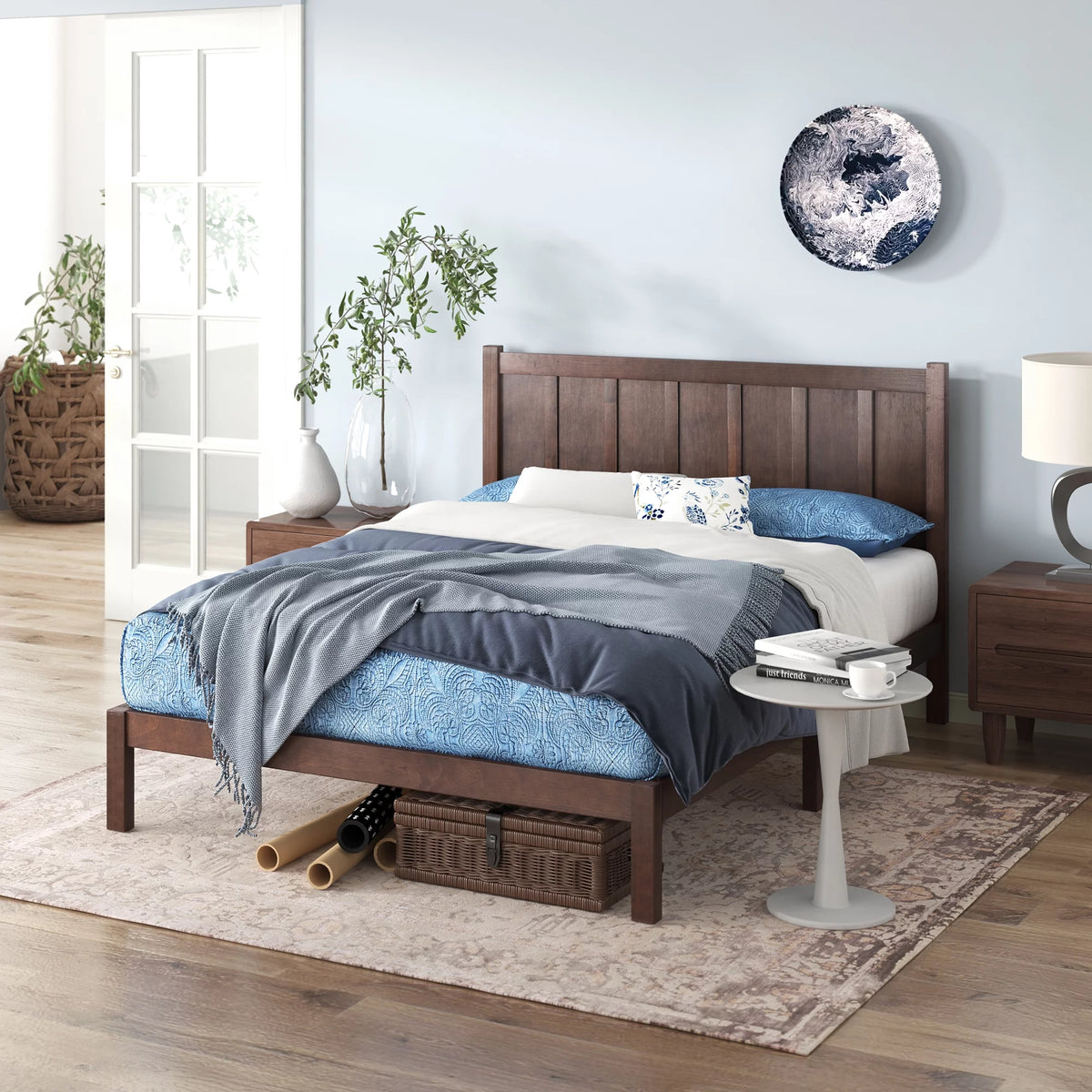 Full Acacia Wood Platform Bed Frame Y8345