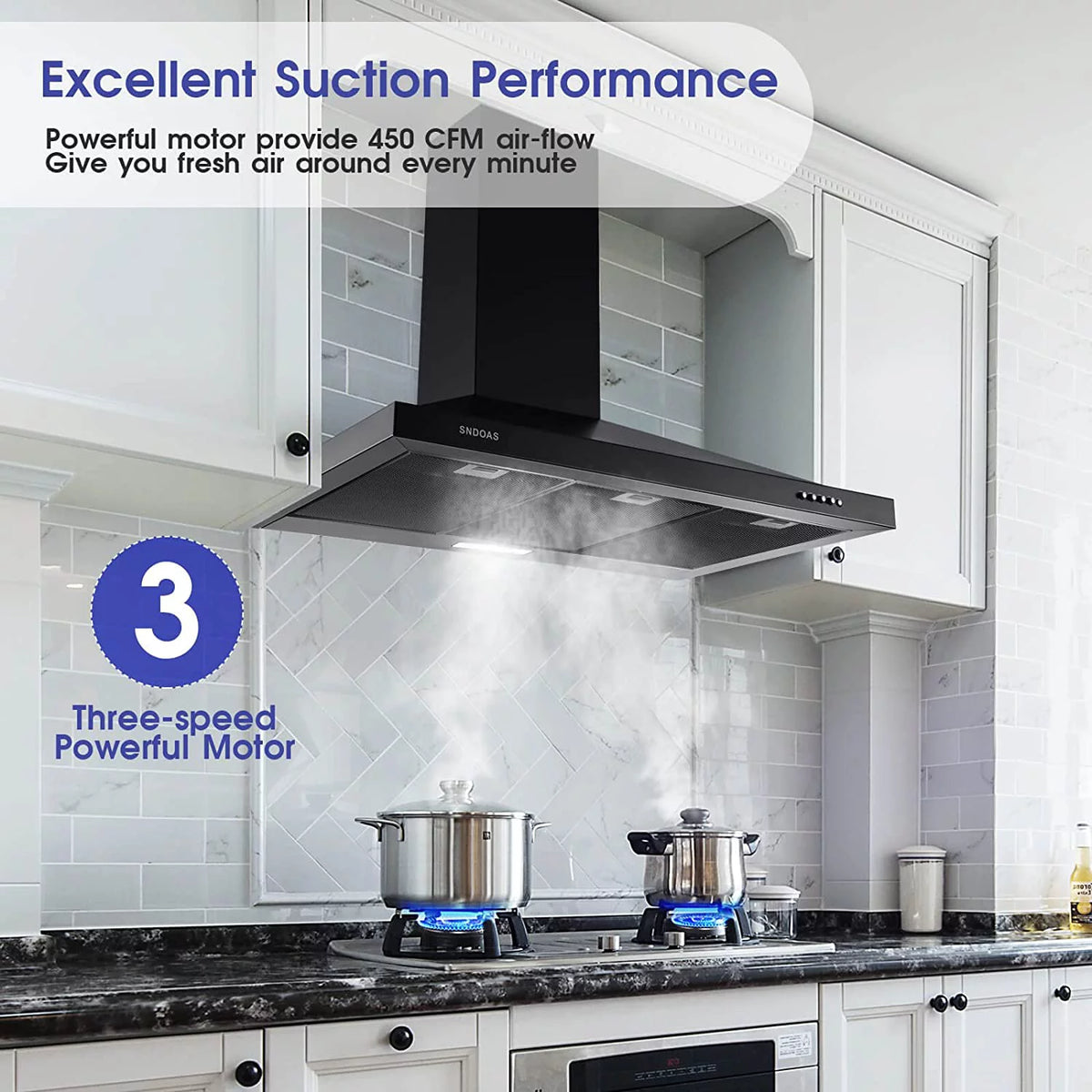 36 inch Black Stainless Steel Wall Mount Range Hood L825010