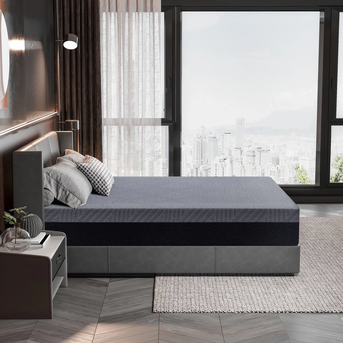 Black 10 inch Gel Memory Foam Mattress F4103
