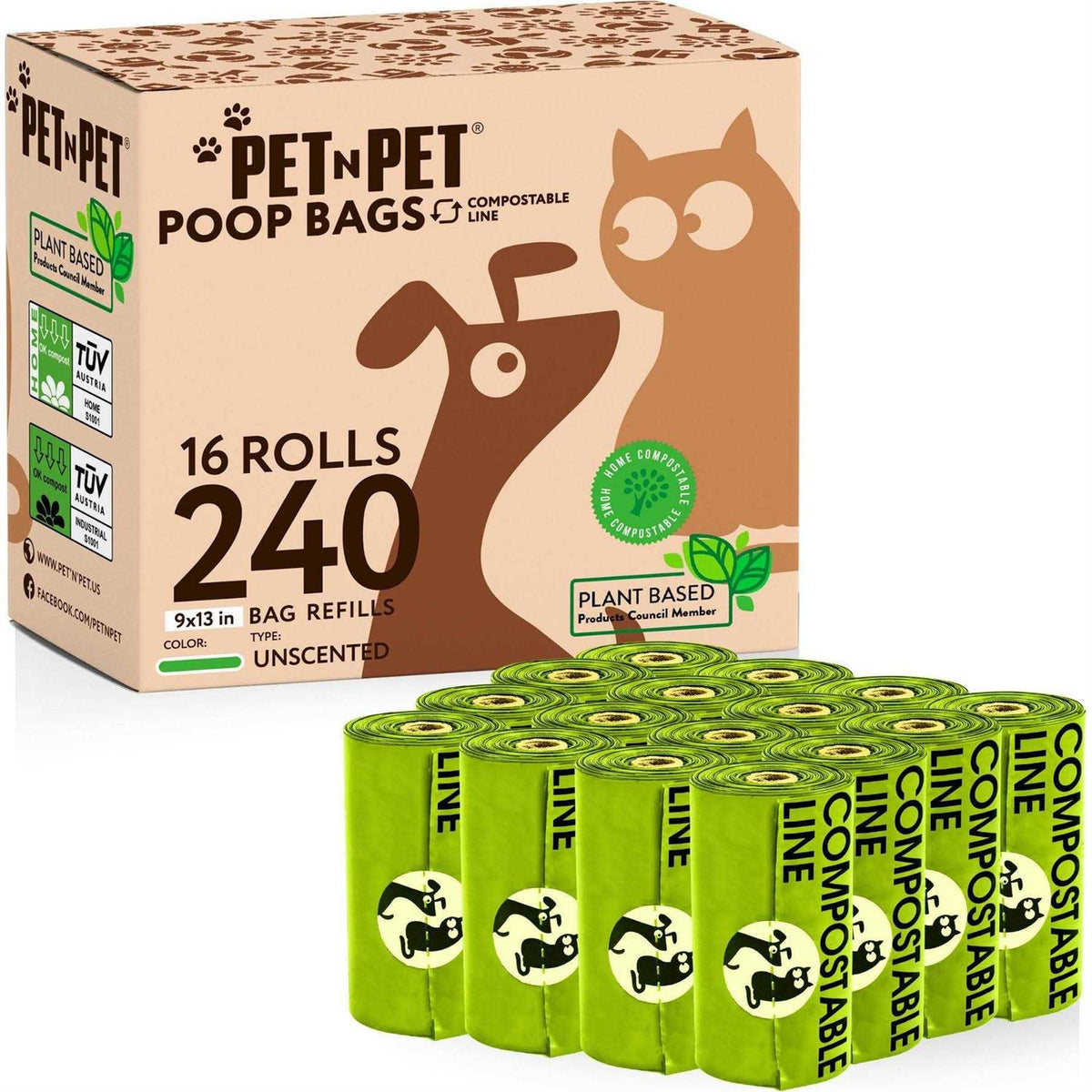 240 Count Compostable Unscented Dog Poop Bags H509