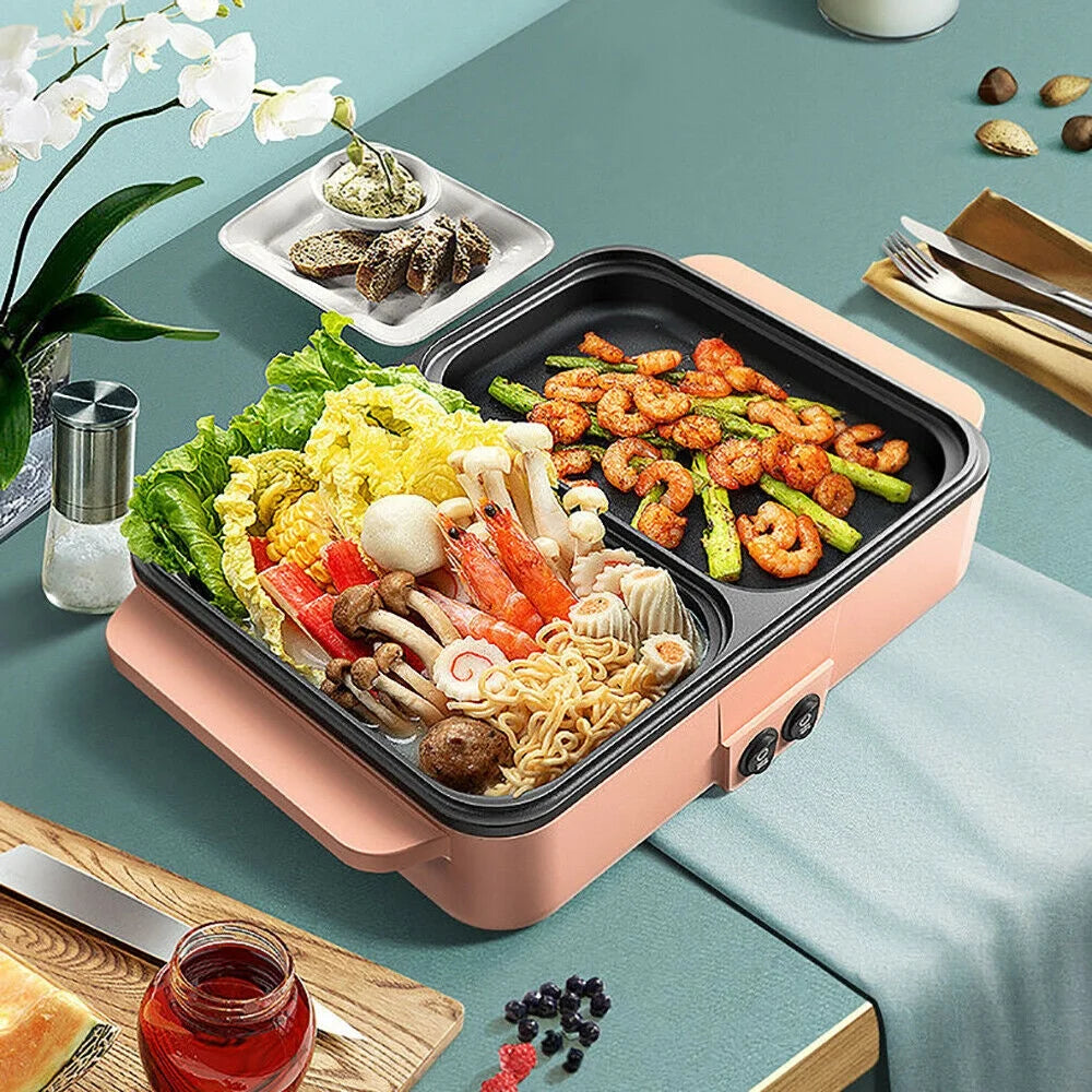 2 In 1 Non-Stick Electric Hot Pot BBQ Grill T68926