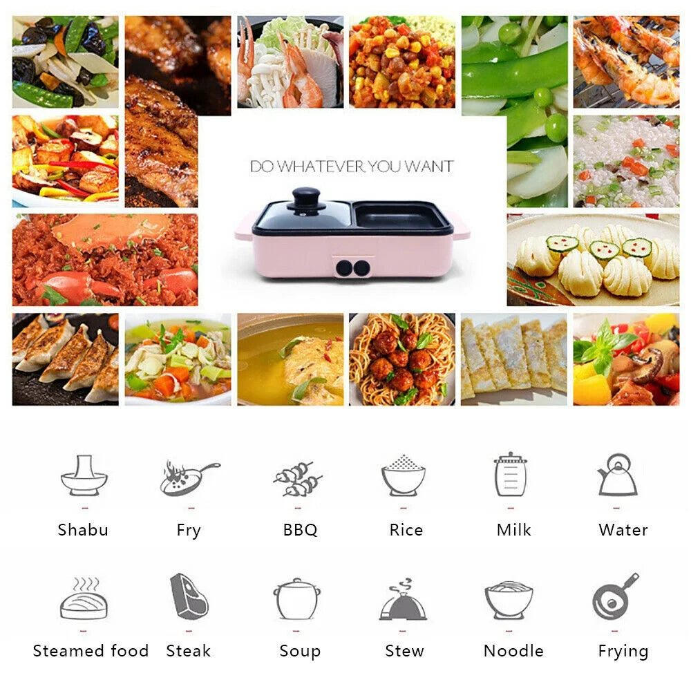 2 In 1 Non-Stick Electric Hot Pot BBQ Grill T68926