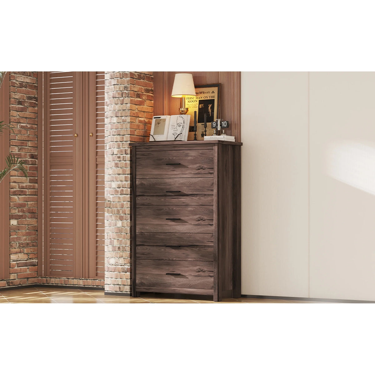 Light Gray 5 Drawer Wooden Dresser X938