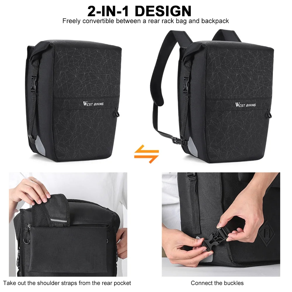 2 in 1 Waterproof Bike Luggage Bag Backpack O433240