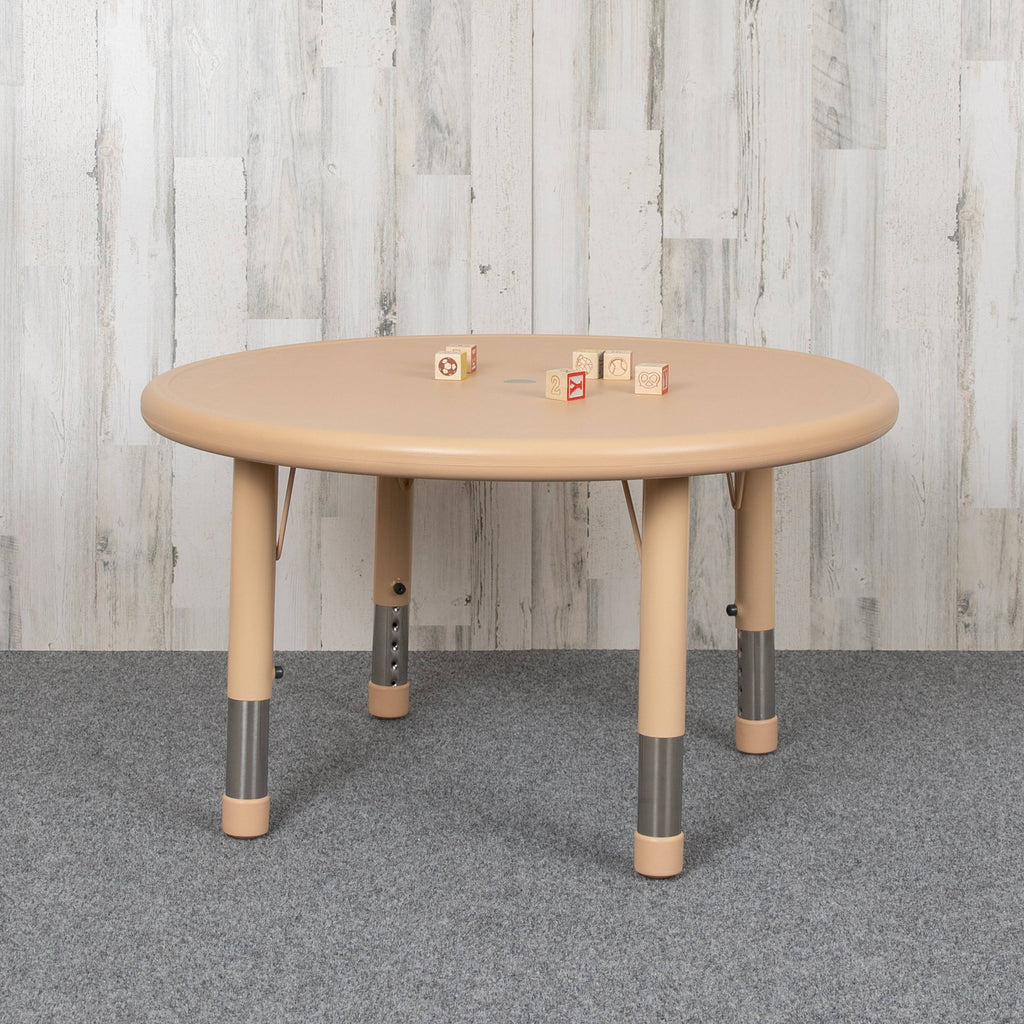 33x22 Round Natural Plastic Height Adjustable Activity Table H956833