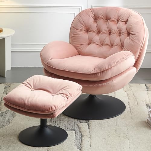 Velvet Swivel Accent Chair with Ottoman Set C234