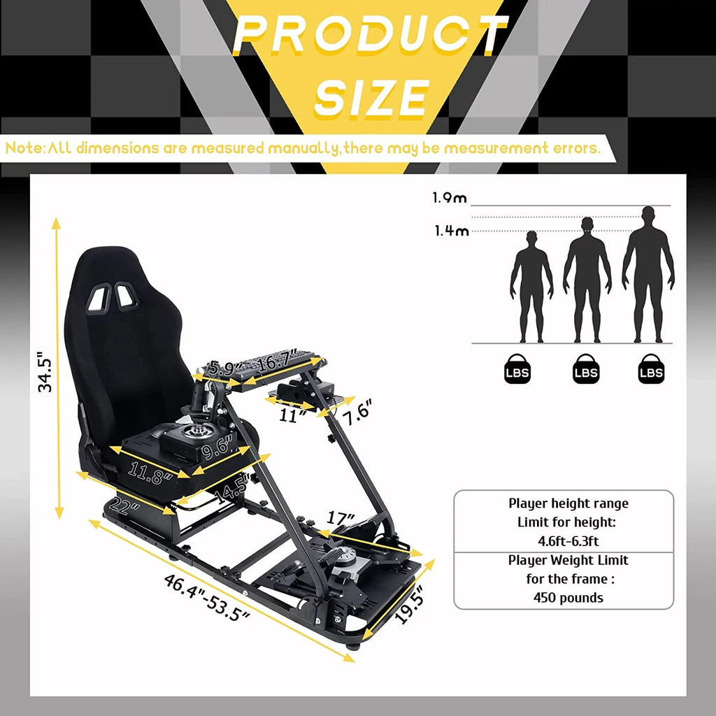 Foldable Flight Racing Simulator Cockpit with Game Seat T383