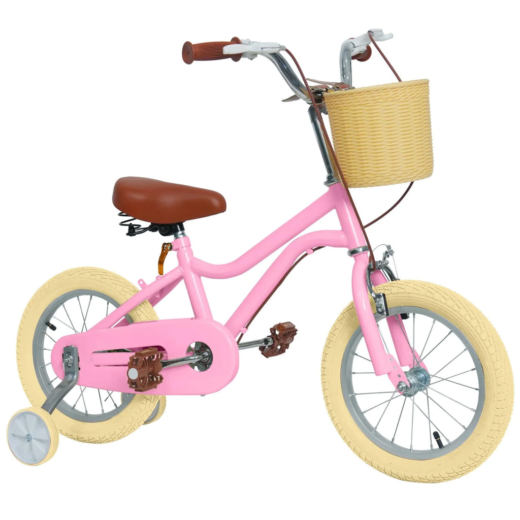 16 Inch Kids Bike with Handbrake Basket Training Wheels Yellow X295825
