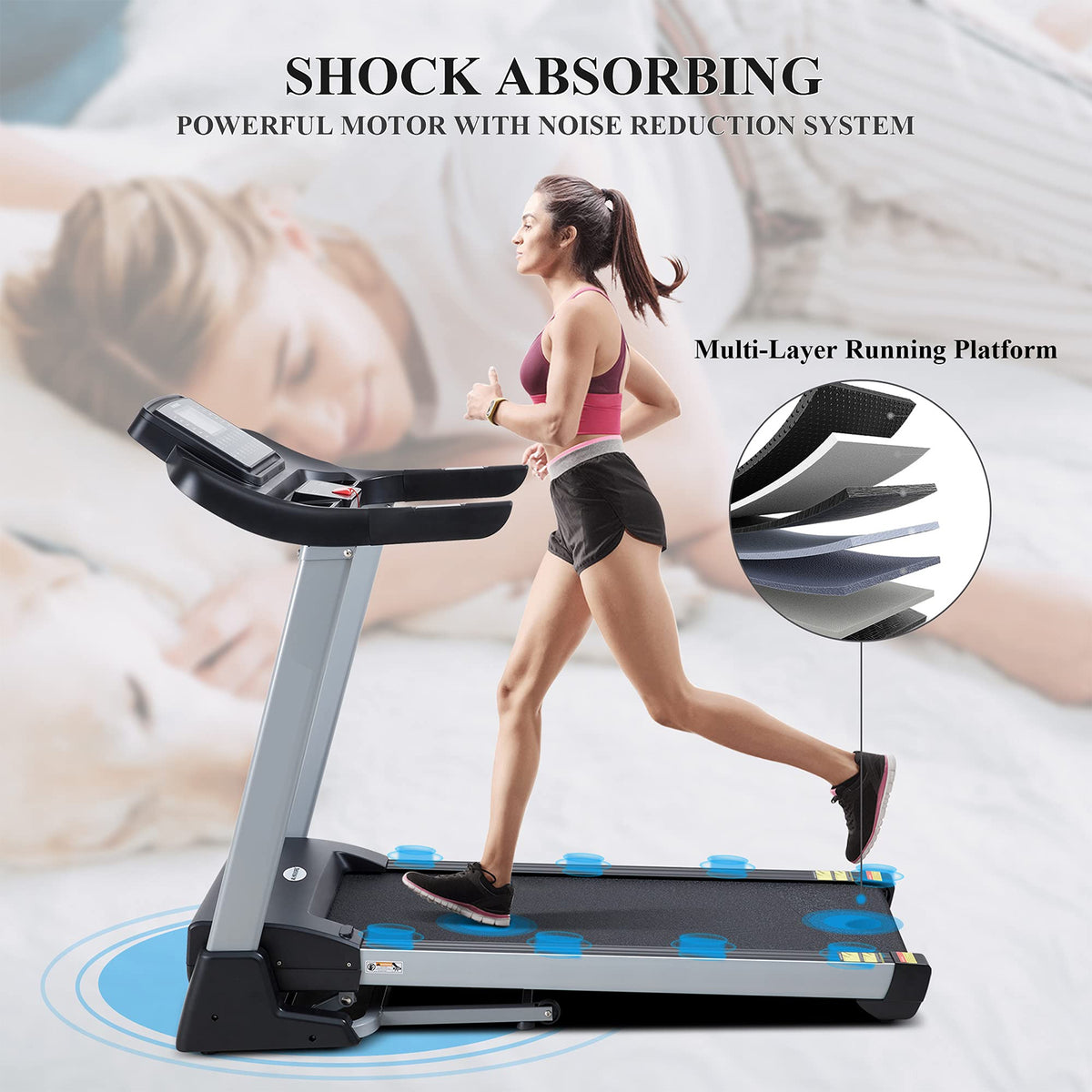 Folding Treadmill with 15 Preset Exercise Programs P719