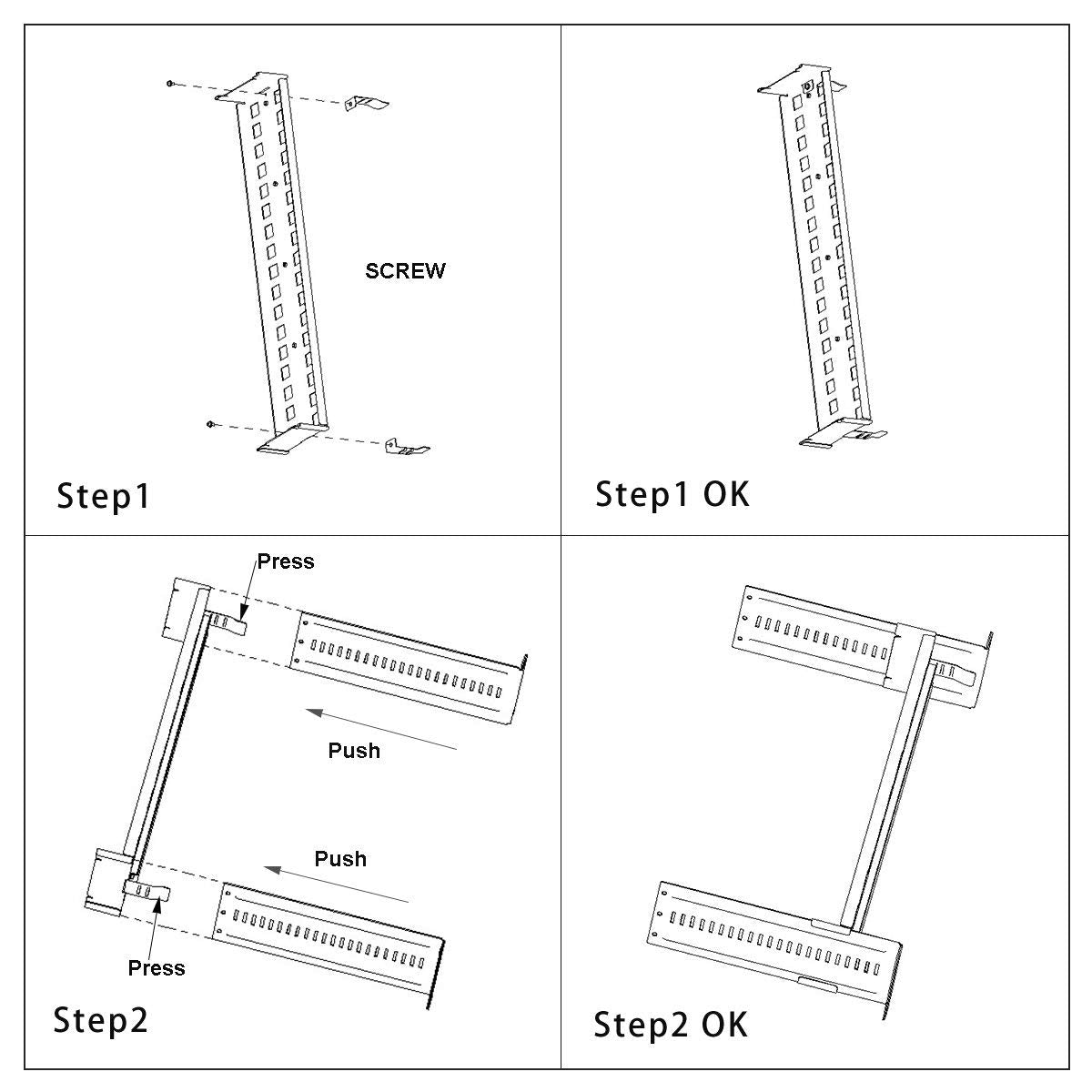 19 Inches Adjustable DIN-Rail Rack Mount Bracket 2U Black G602