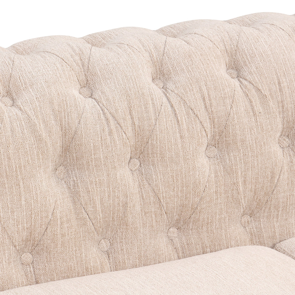 Beige Plush Upholstered Sofa with Solid Wood Legs Z570223
