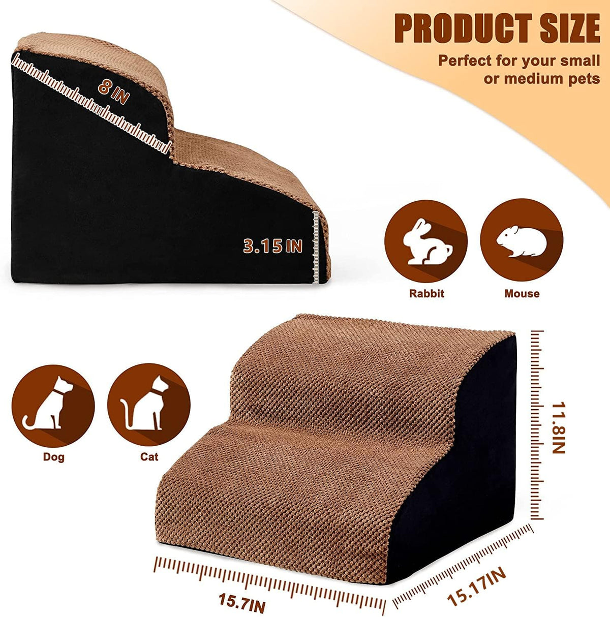 2 Tiers Non-Slip Foam Dog Ramps X603