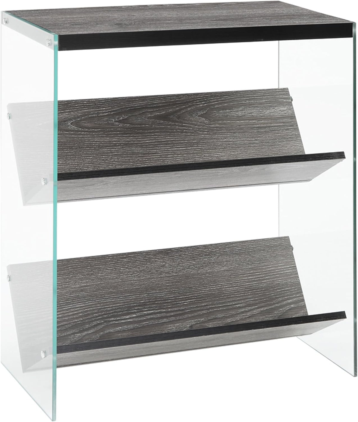Weathered Gray Glass Bookcase D95429
