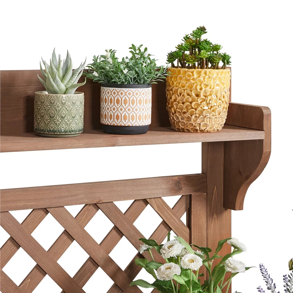 Wooden Potting Bench with Sliding Tabletop E988878