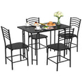 5 Pcs Modern Dining Table Set 4 Chairs Steel Frame Black N851037