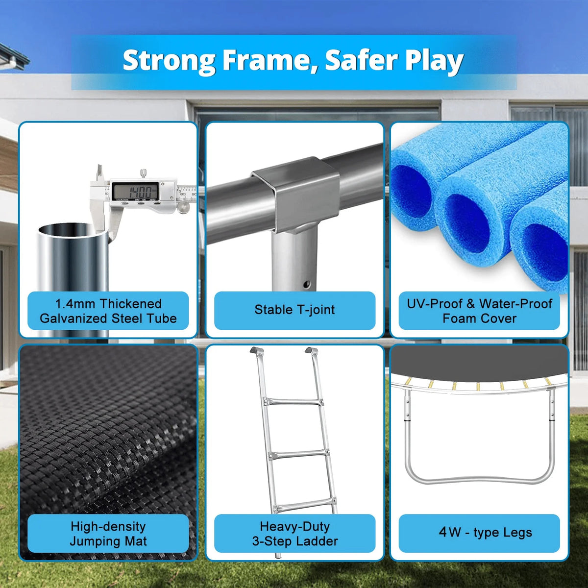 16FT Outdoor Trampoline with Basketball Hoop and Ladder P9438