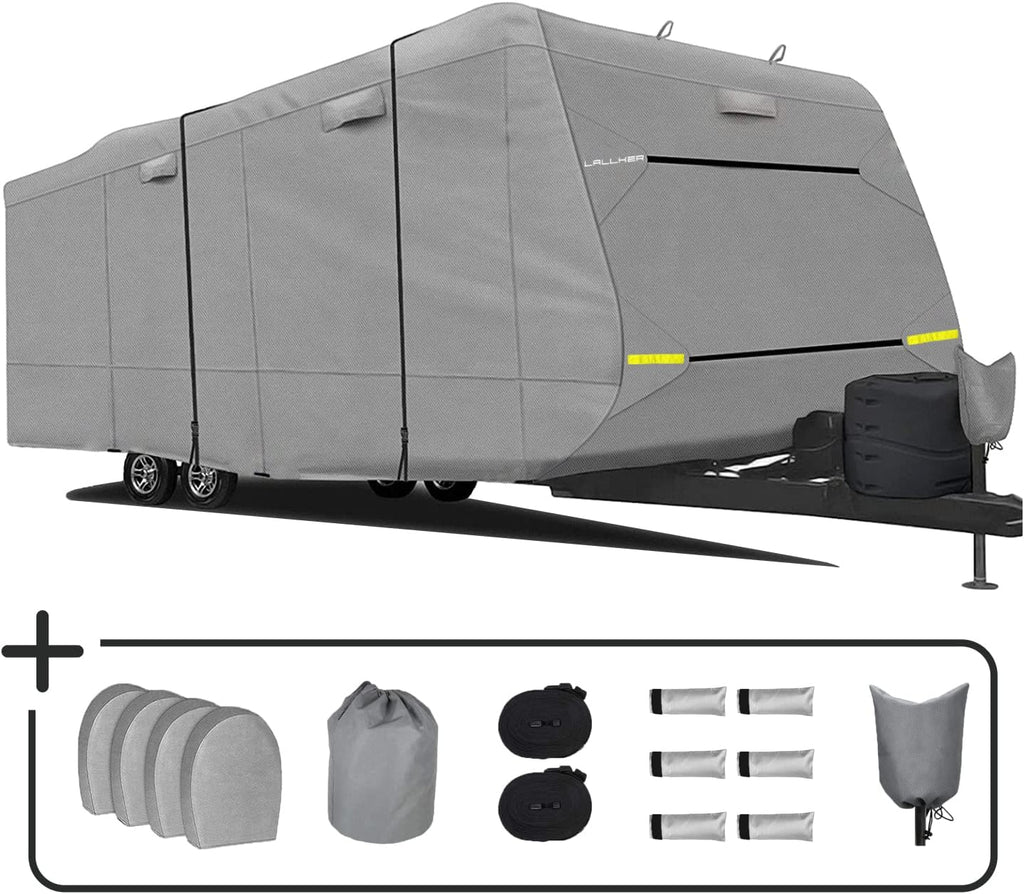 Heavy Duty 6 Layers Windproof Waterproof Camper RV Cover with 4 Tire Covers and 2 Tongue Jack Cover Y99533