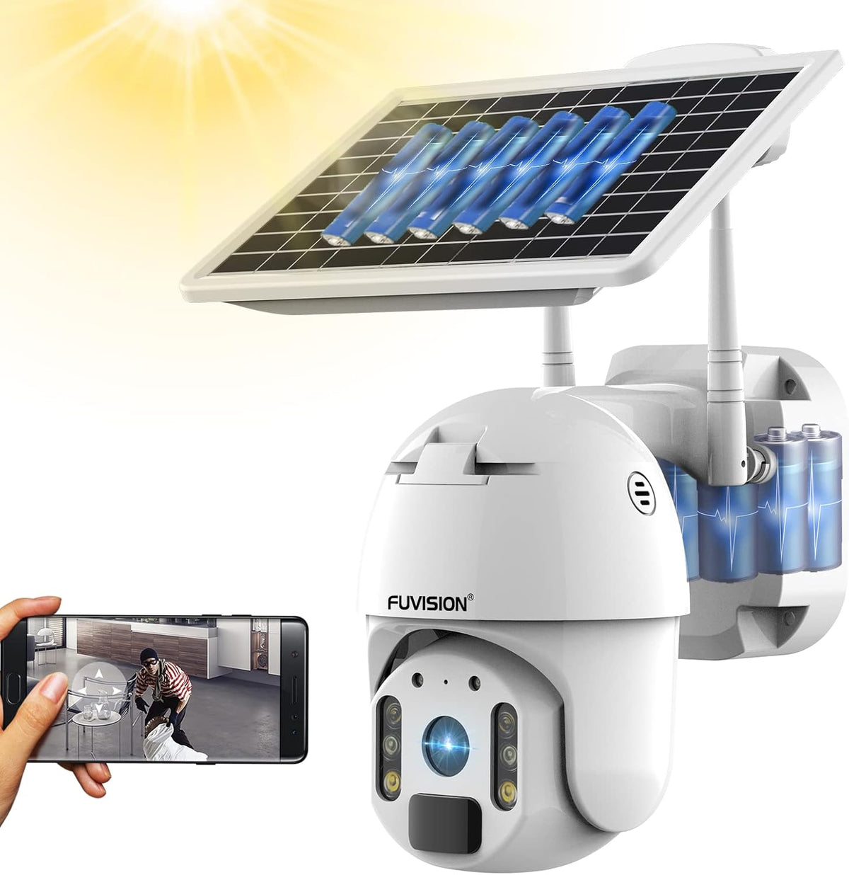 23600 Mah Solar Powered 1080P PTZ Security Camera S99616