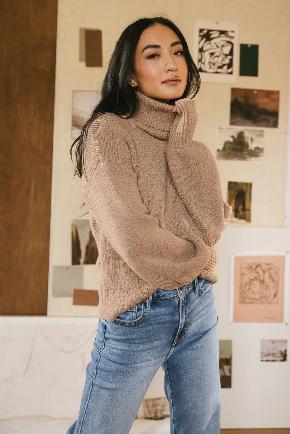 Brown Turtleneck Sweater V78023