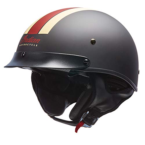 Black Half Helmet with Retro Racing Stripe B85929