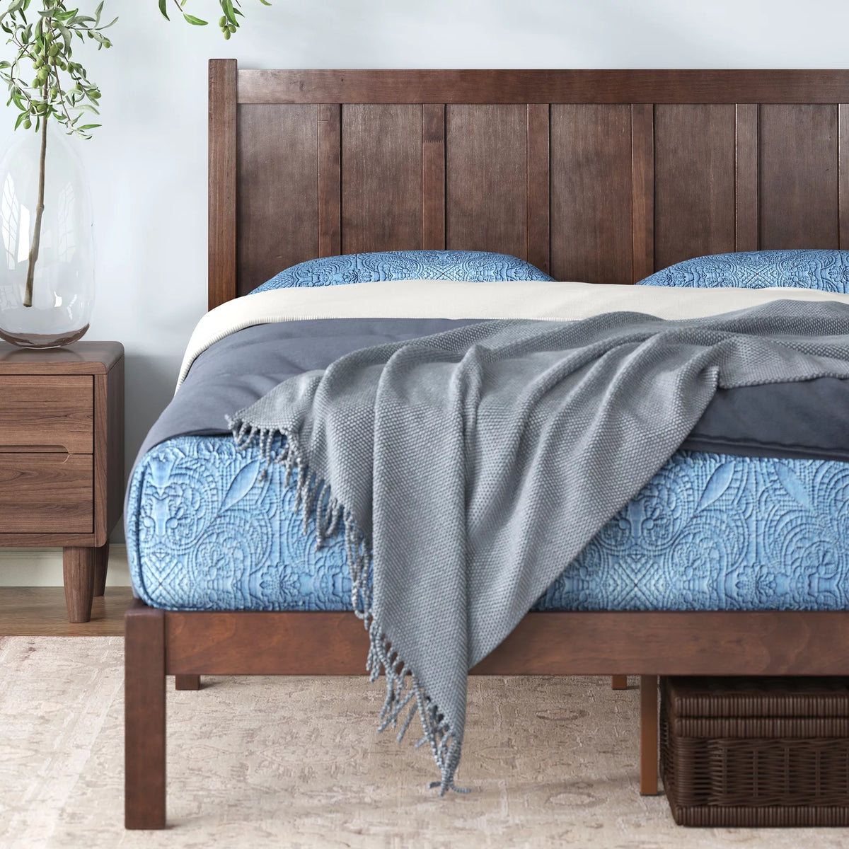 Full Acacia Wood Platform Bed Frame Y8345