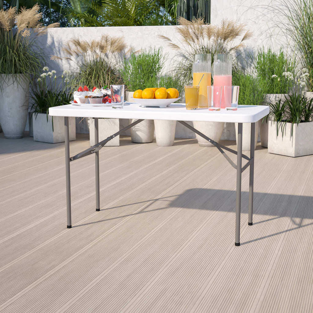 4-Foot Granite White Plastic Folding Table F7967