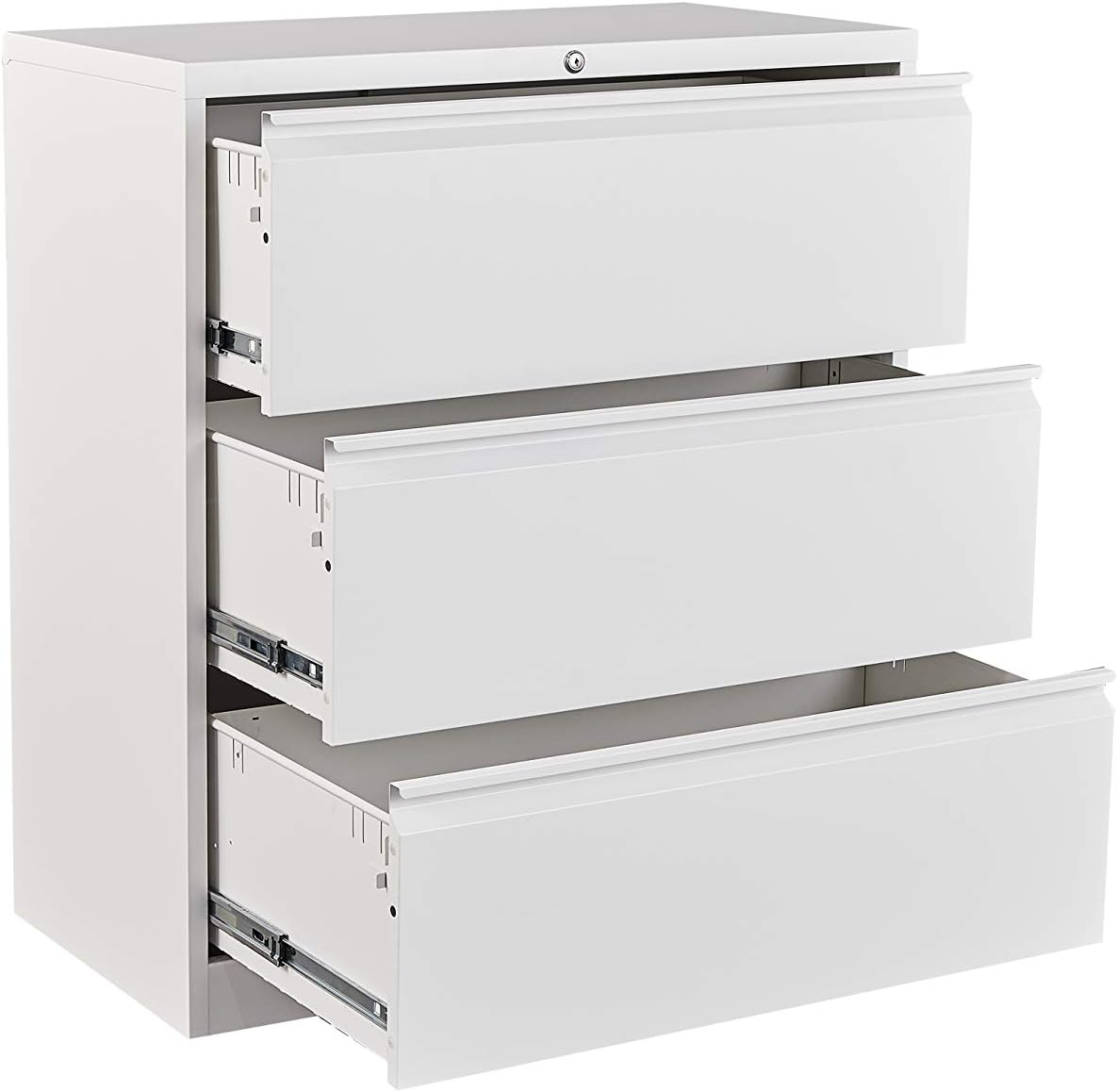 White 3 Drawer Metal Lateral File Cabinet with Lock H101497