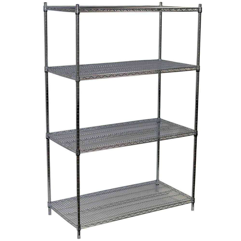 Chrome Wire Shelving Unit, 4 Shelves A9700