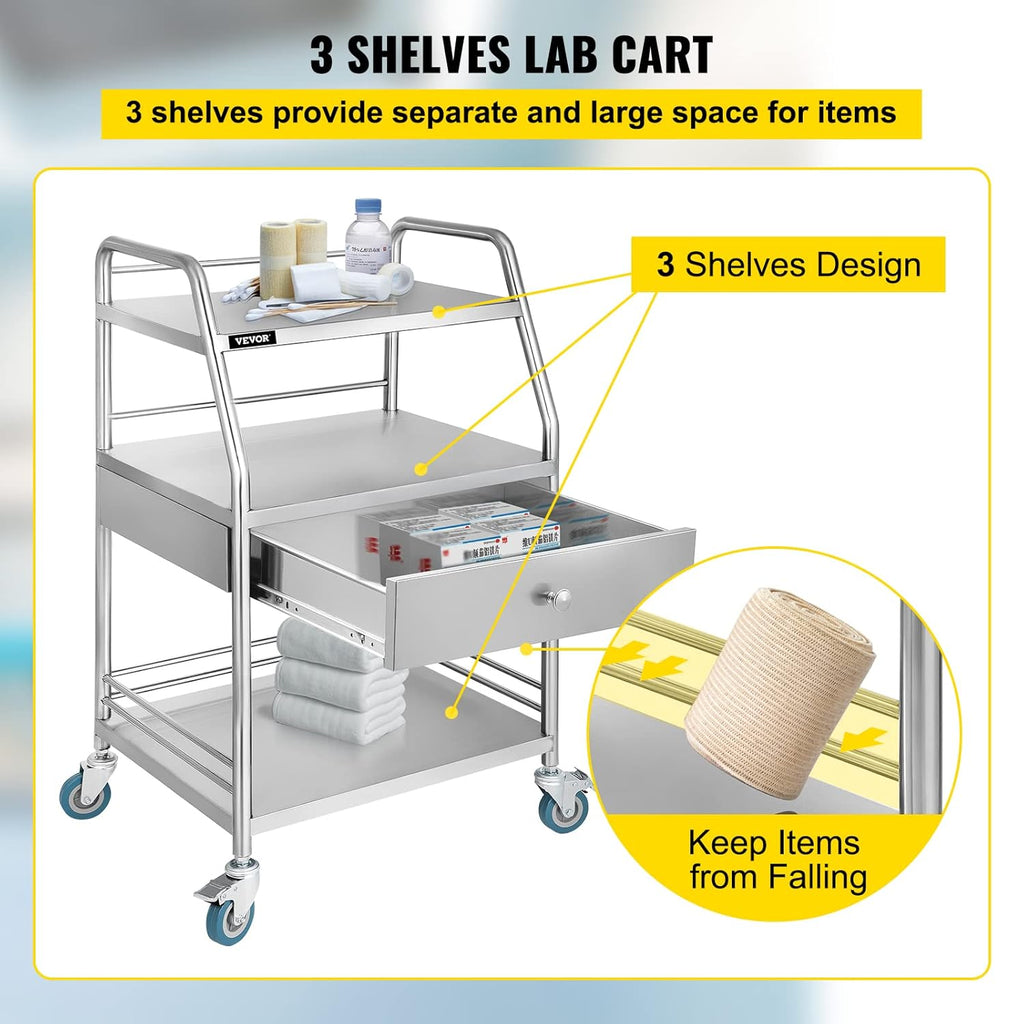 Stainless Steel Utility Cart with Wheels K3569