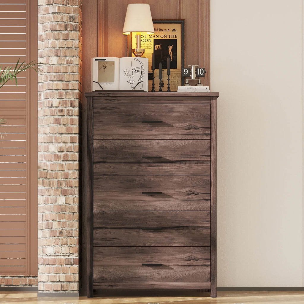Light Gray 5 Drawer Wooden Dresser X938
