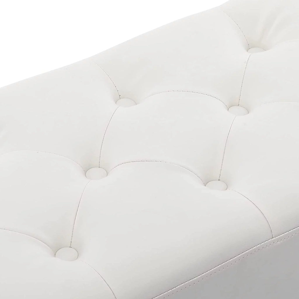 White Tufted Upholstered Bench W802362