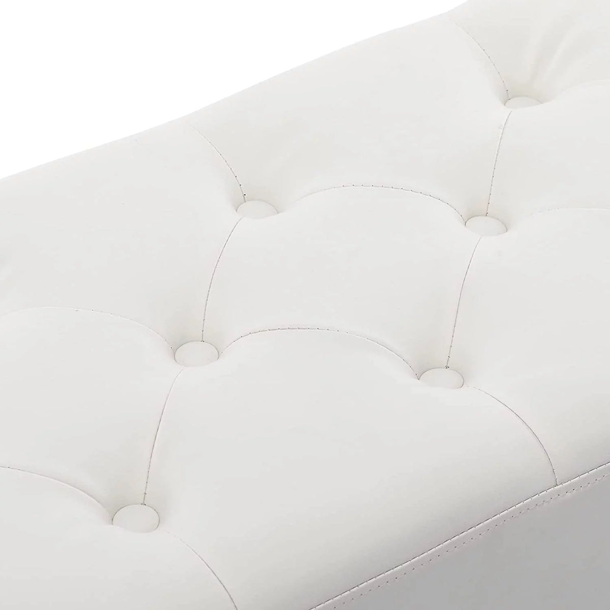 White Tufted Upholstered Bench W802362