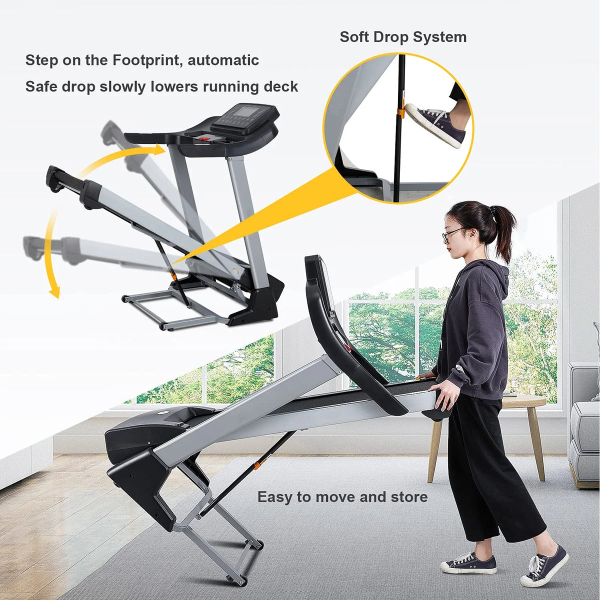 Folding Treadmill with 15 Preset Exercise Programs P719