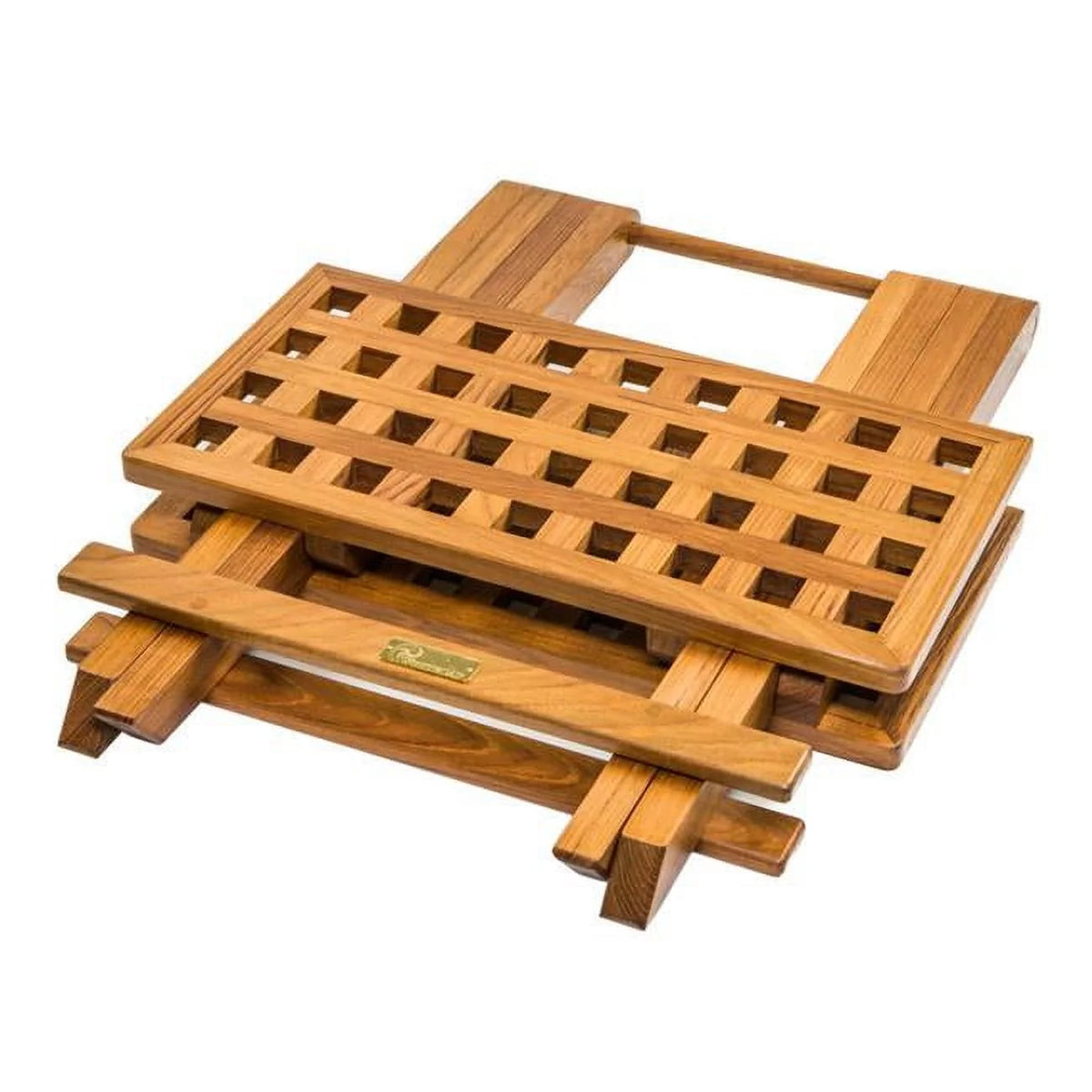 Brown Teak Wood Folding End Table K315