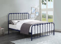 Queen Blue Metal Platform Bed U3836