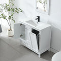 White 36" Bathroom Vanity with Sink and Laundry Hamper, 2 Doors, 1 Drawer D511