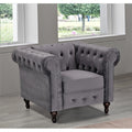 Grey Velvet Chesterfield Chair G900