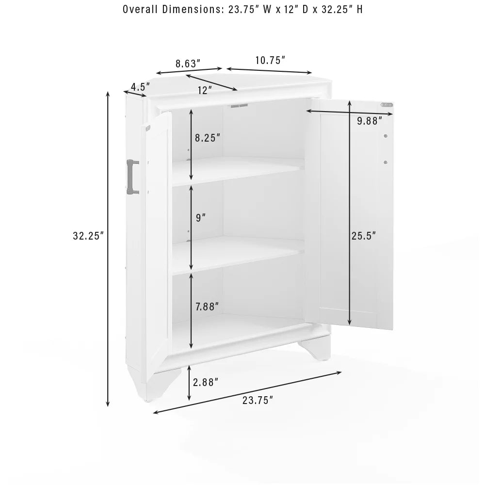 Distressed White Corner Storage Cabinet A5985