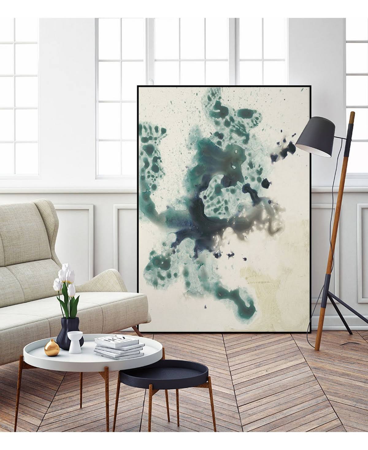 36x22 x 24x22 Teal Framed Canvas A217347