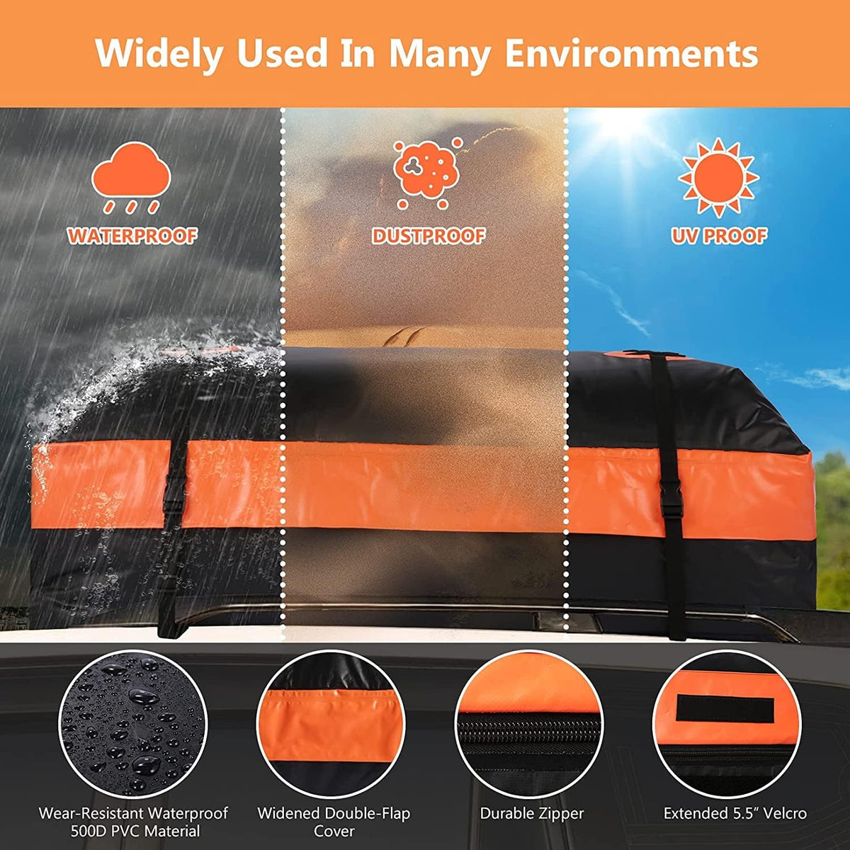 15 and 20 Cubic Feet Waterproof Rooftop Cargo Carrier Bag G5148