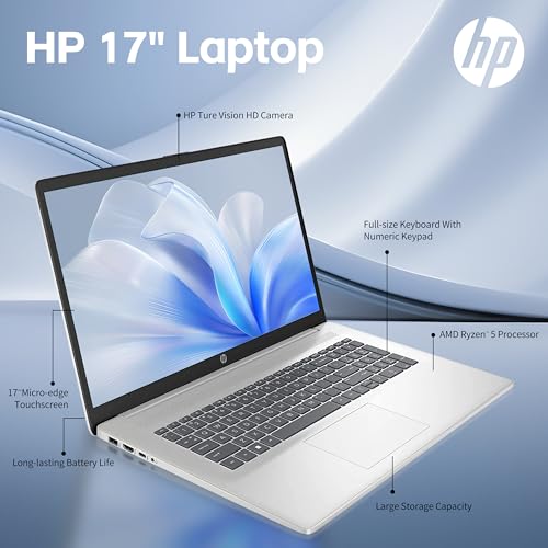 17.3 inch Laptop, AMD Ryzen 5 7530U, 17.3" HD+ Touchscreen, 32GB RAM, 1TB SSD, Windows 11 Home, Silver, Renewed R153