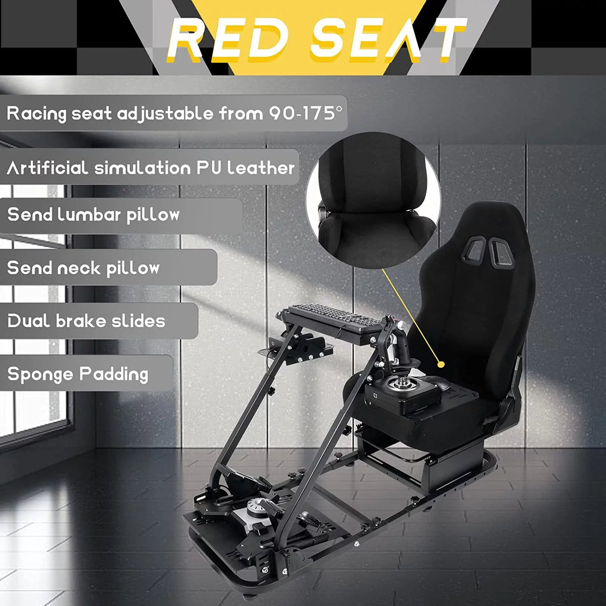 Foldable Flight Racing Simulator Cockpit with Game Seat T383