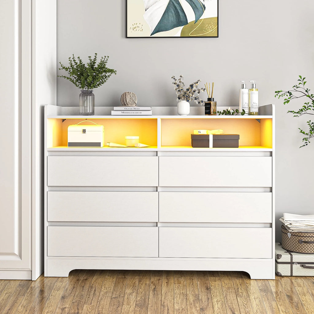 White 6 Drawer Dresser N93364