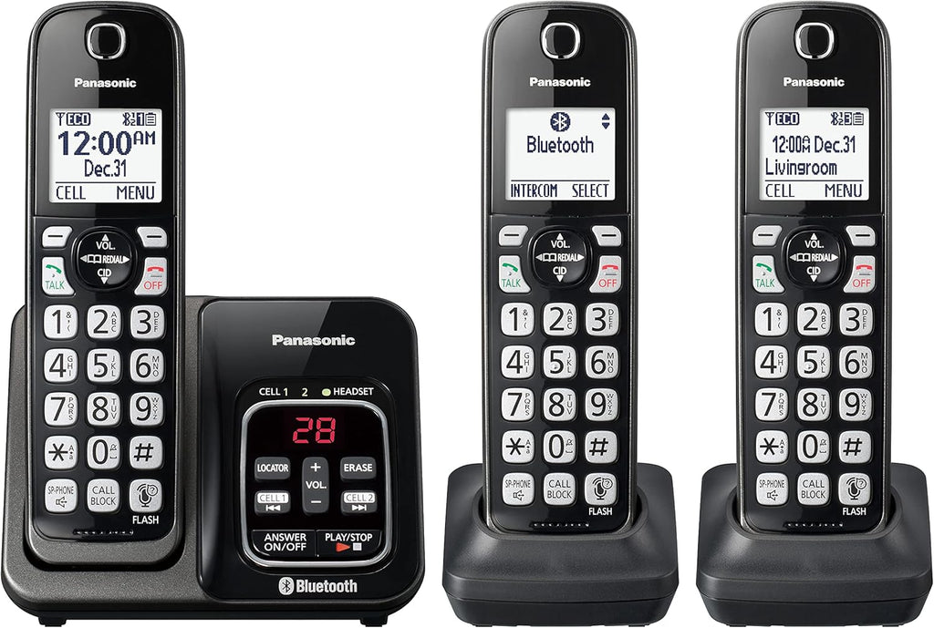 Expandable Cordless Phone System with Link2Cell Bluetooth, Answering Machine and Call Blocking - 4 Cordless Handsets Y9754